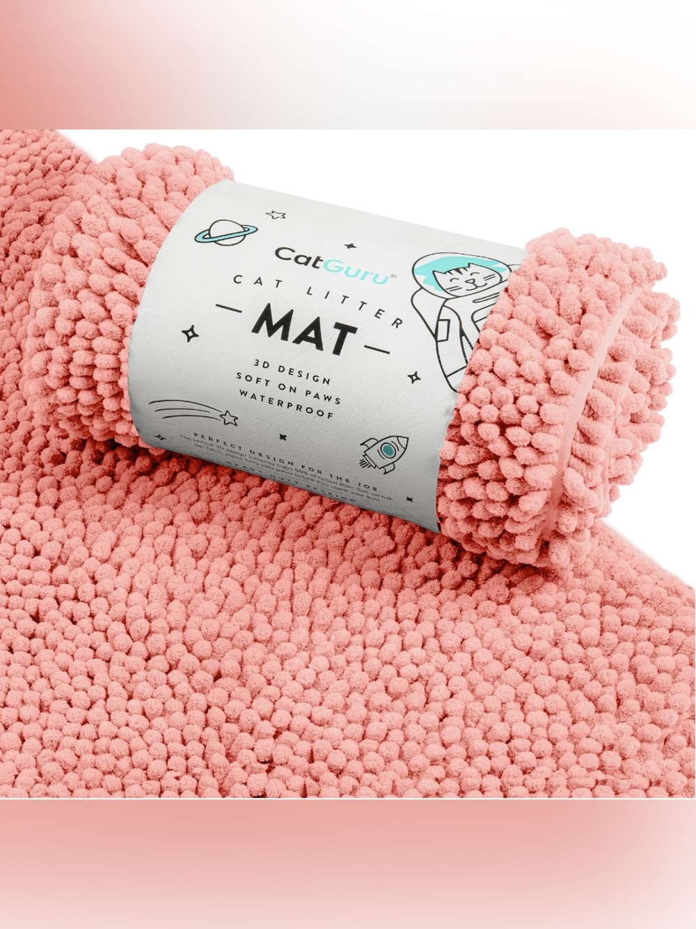 Plush Pink Textured Pet Mat with Non-Slip Backing